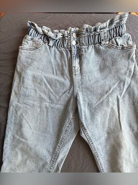 Kids Light Gray Paperbag Waist Jeans